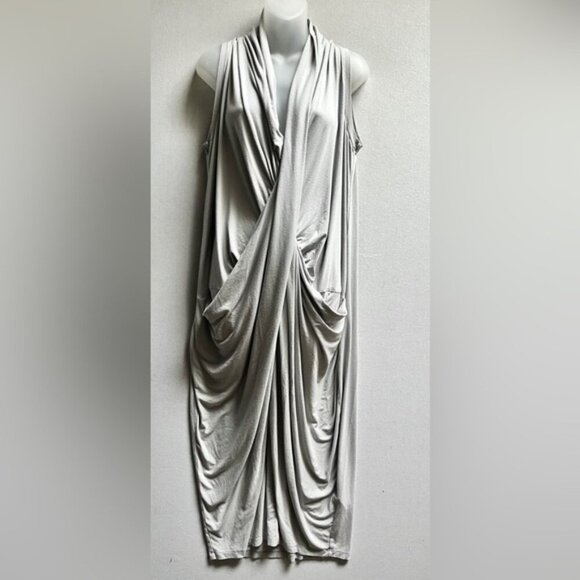 Ayrtight Liri Twist Drapey Midi Sleeveless Dress Sz M - Picture 1 of 12